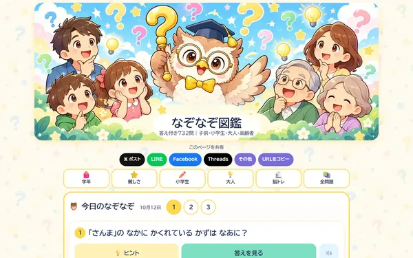 なぞなぞ図鑑のトップページ